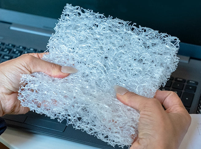 Holding the breathable Aero Fiber material sample