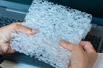 Holding the breathable Aero Fiber material sample