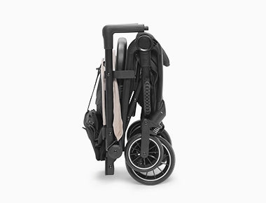 The GoLite stroller folded to cabin size