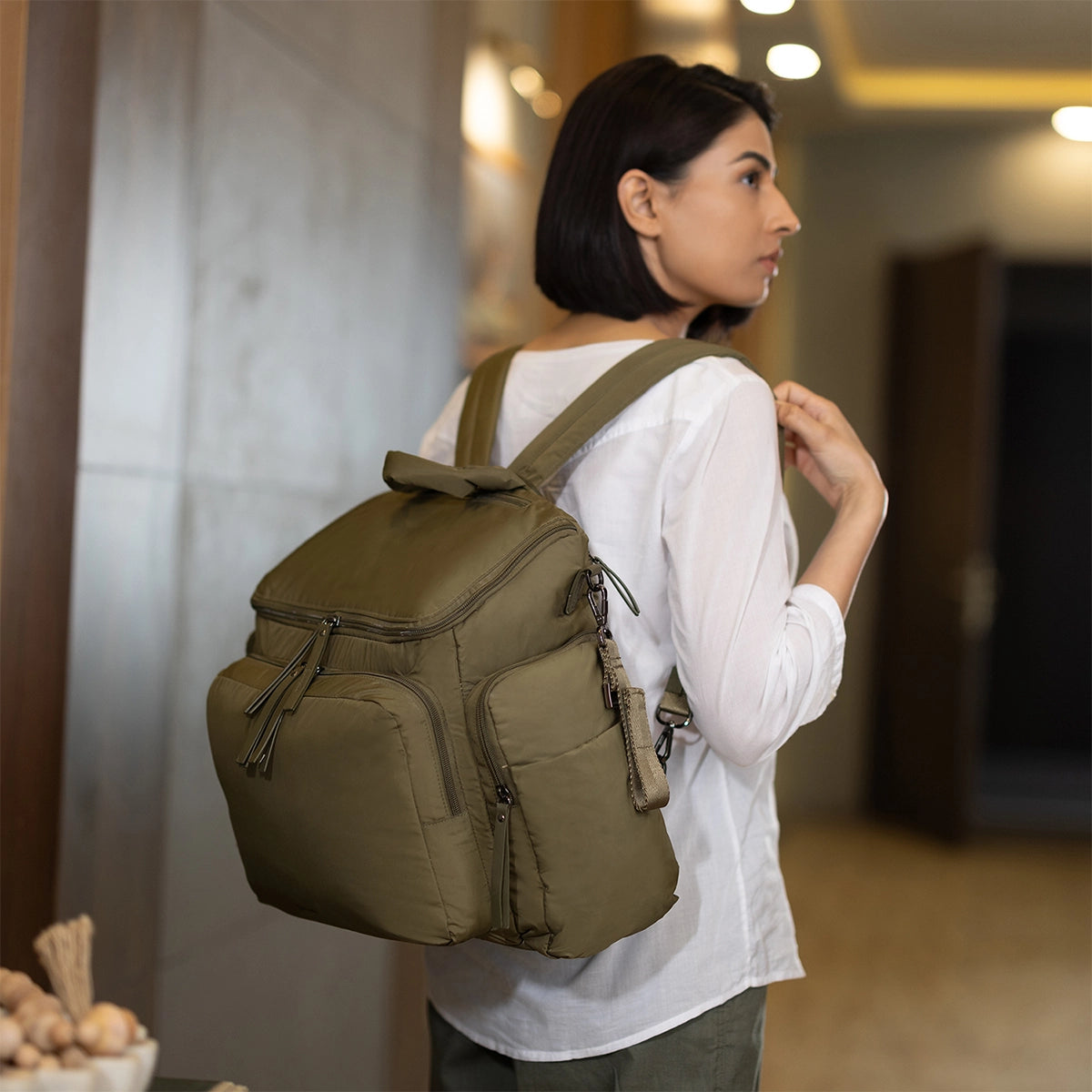 Diaper Bag with Water Repellent Material | Convertible Stylish Sling with Shoulder Strap & Thermal Pockets