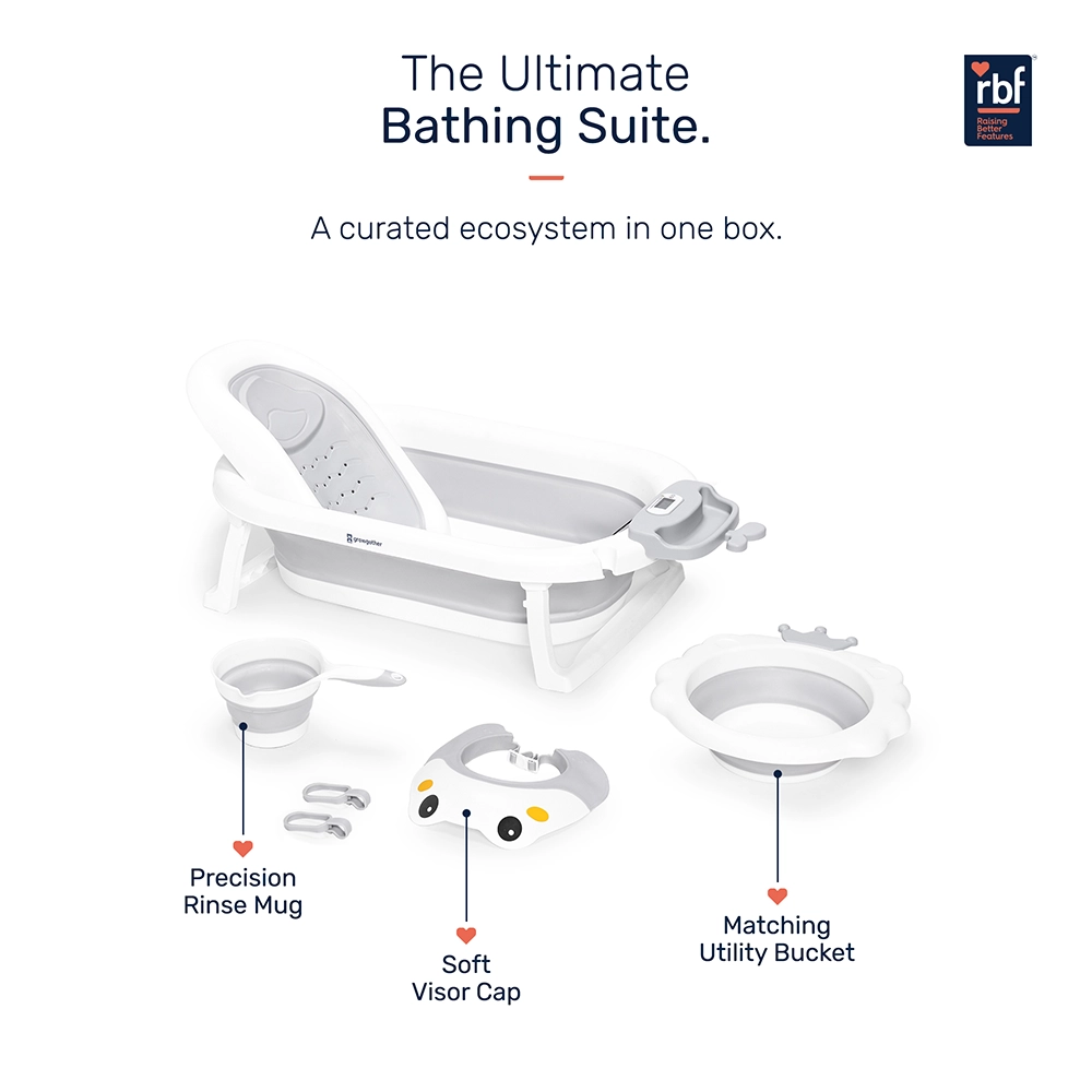 Growgether Bathtub Set with Ergonomic Spinal Support | Foldable Space-Saving Design | Suitable for 0–36 Months
