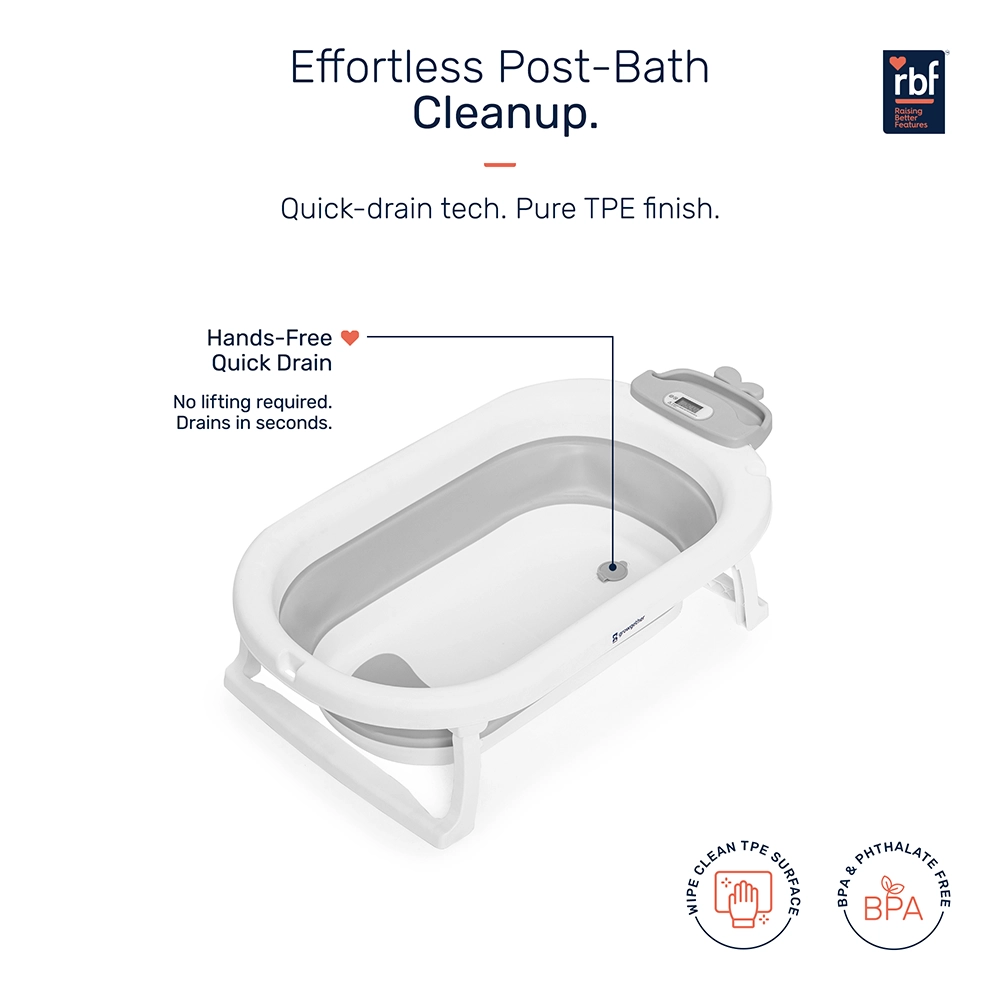 Growgether Bathtub Set with Ergonomic Spinal Support | Foldable Space-Saving Design | Suitable for 0–36 Months
