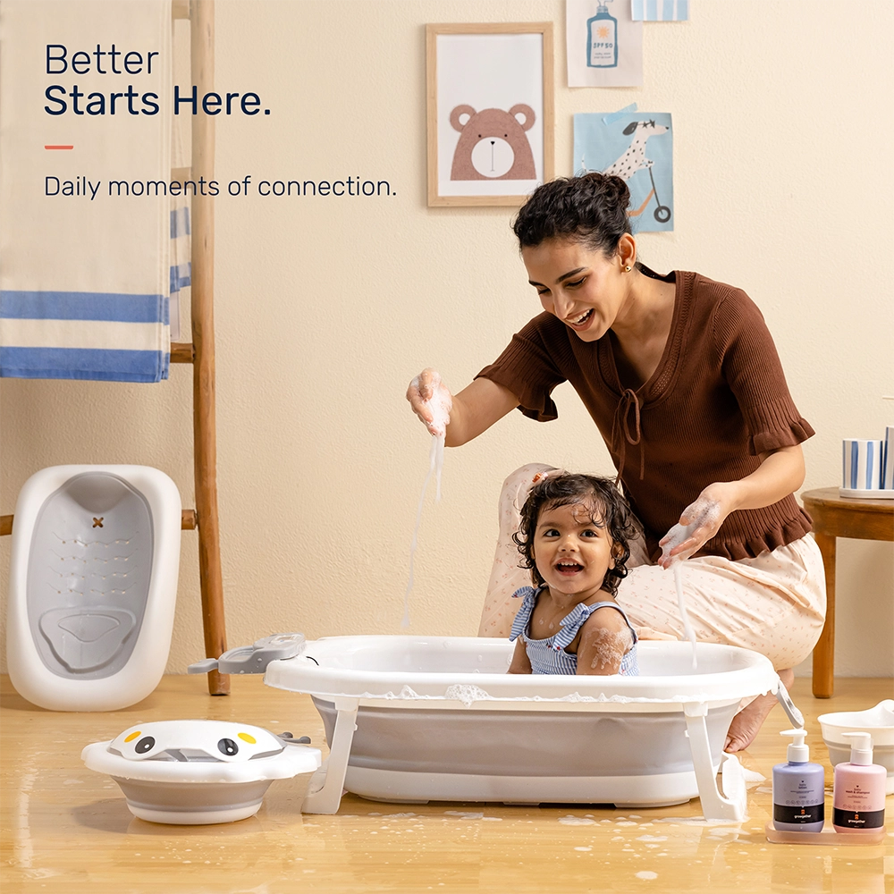 Growgether Bathtub Set with Ergonomic Spinal Support | Foldable Space-Saving Design | Suitable for 0–36 Months