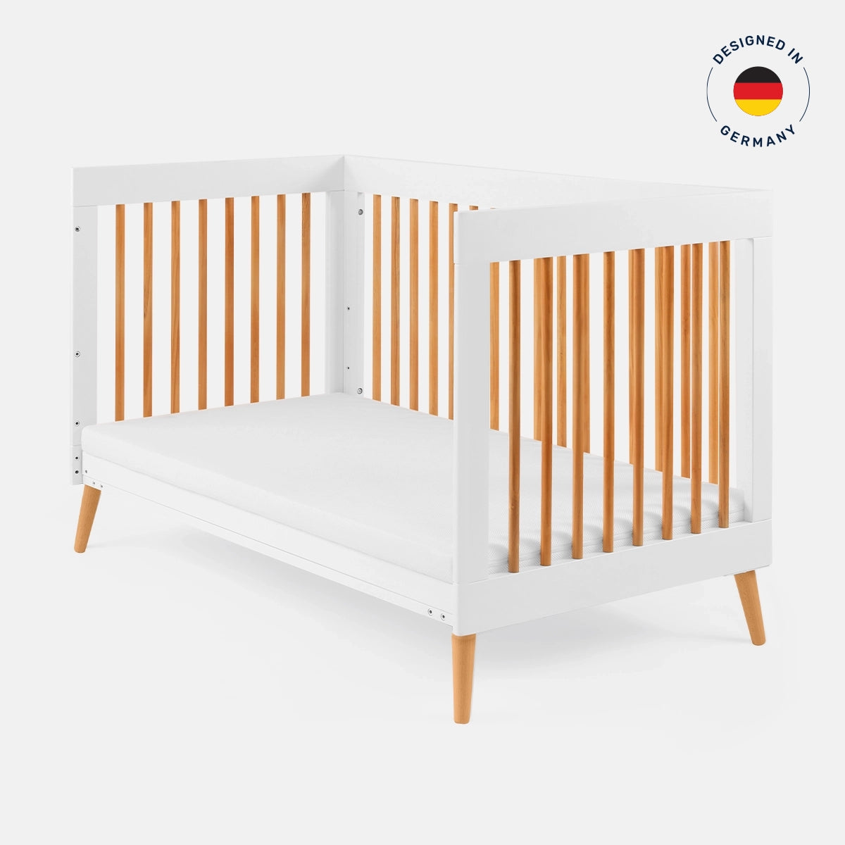 Apex Baby Crib | 4-in-1 Convertible Pinewood Crib with Adjustable Height & Safety Rails | From newborn to 4 years