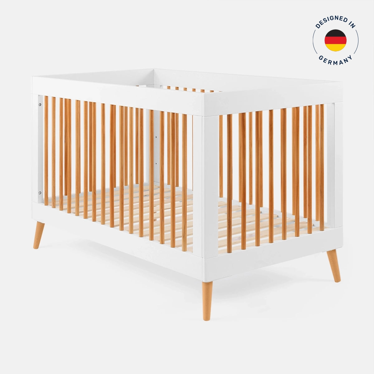 Apex Baby Crib | 4-in-1 Convertible Pinewood Crib with Adjustable Height & Safety Rails | From newborn to 4 years