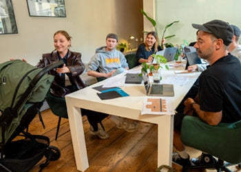 The Growgether team collaborating in the studio