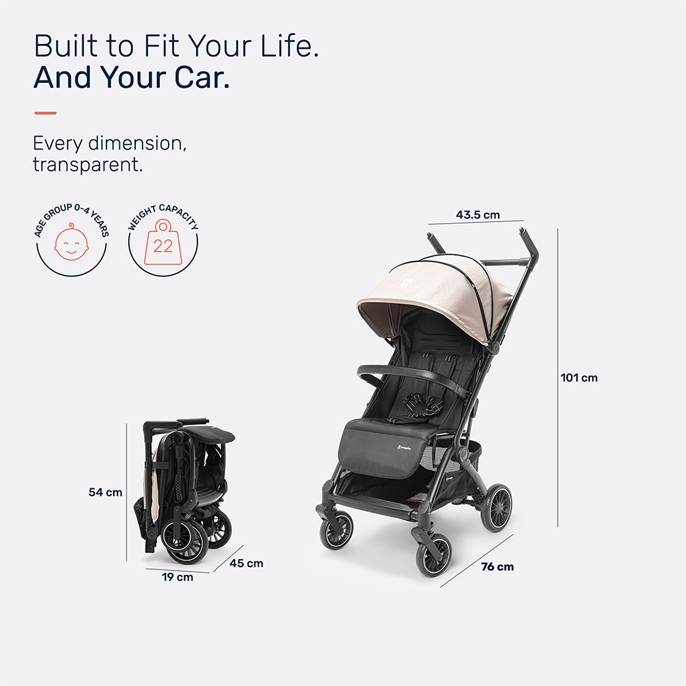 Growgether Golite Baby Stroller with Cabin Ready Architecture | Ultra-Lightweight | 0-4 years