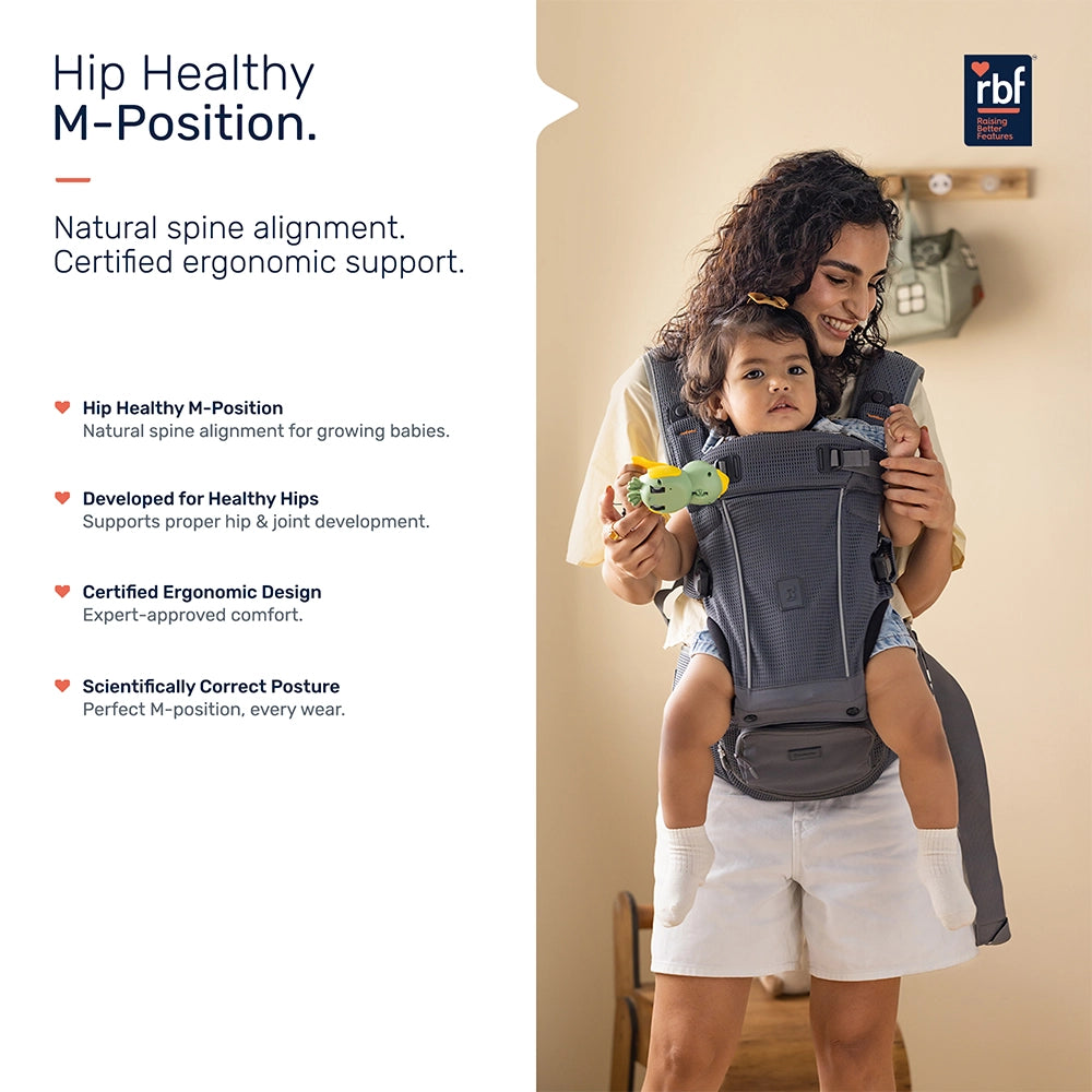 Growgether Lyfta Baby Carrier| 4-in-1 Convertible | With Foldable Hip Seat & Sun Hood | Grows From 4–36 months