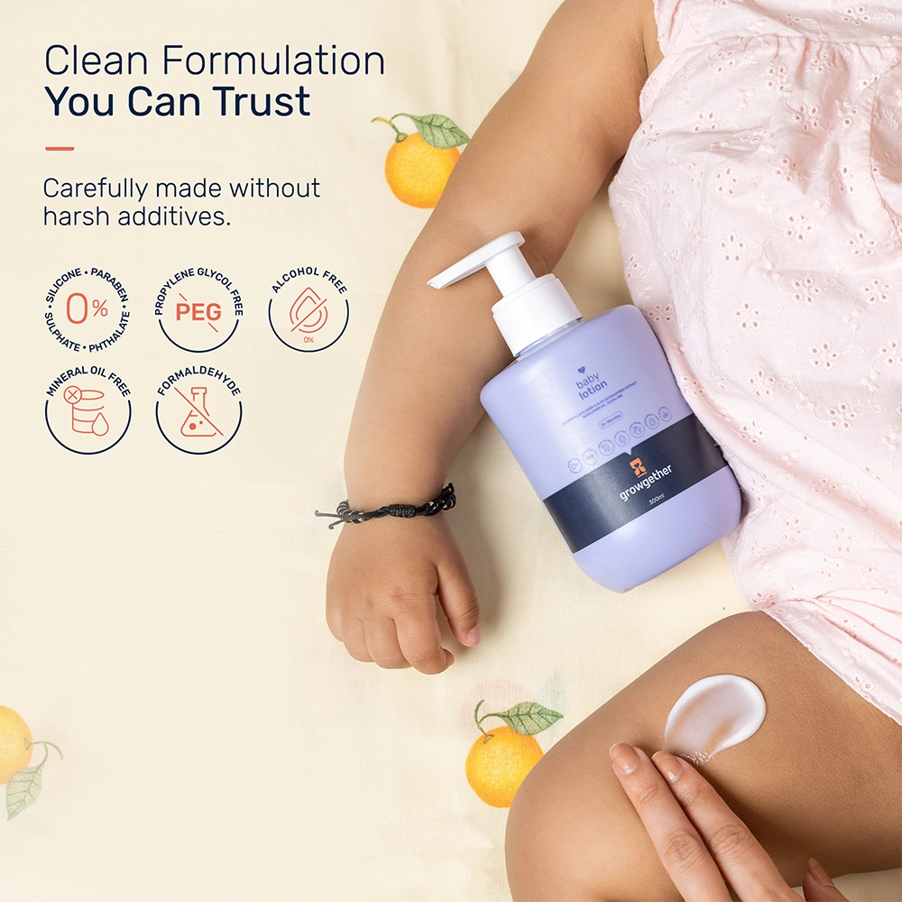 Growgether Baby Lotion for Gentle Hydration & Soothing Care | Non-Sticky | Safe for Babies 0+ Months