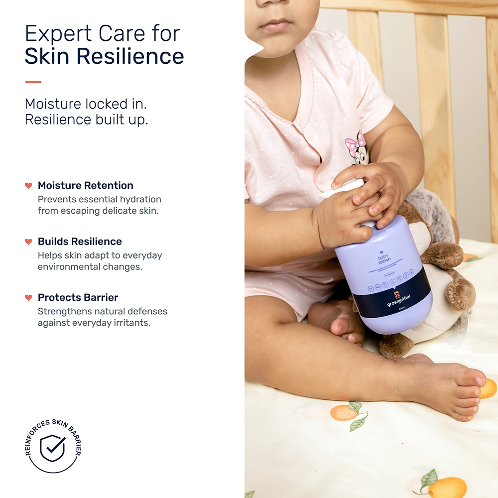 Growgether Baby Lotion for Gentle Hydration & Soothing Care | Non-Sticky | Safe for Babies 0+ Months