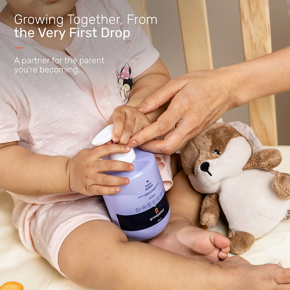 Growgether Baby Lotion for Gentle Hydration & Soothing Care | Non-Sticky | Safe for Babies 0+ Months