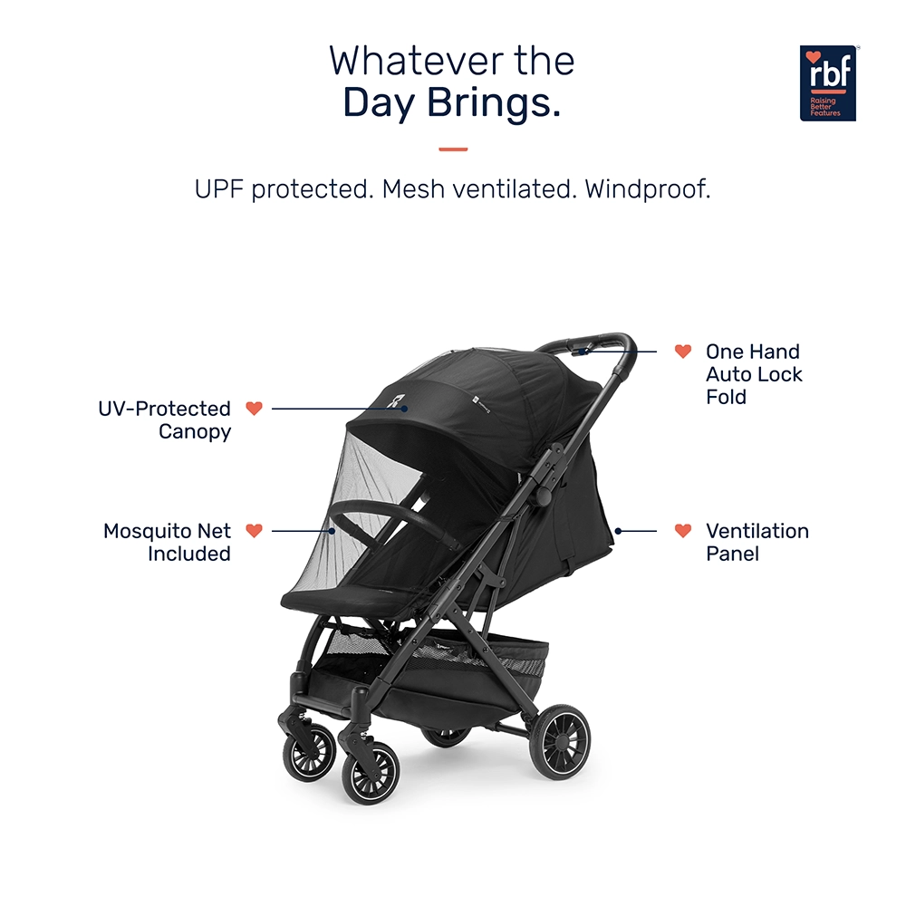 Growgether Velox Baby Stroller for Structured City Stability | Thick Padded Seat, Large Storage & UV-Protected Canopy | 0-4 years