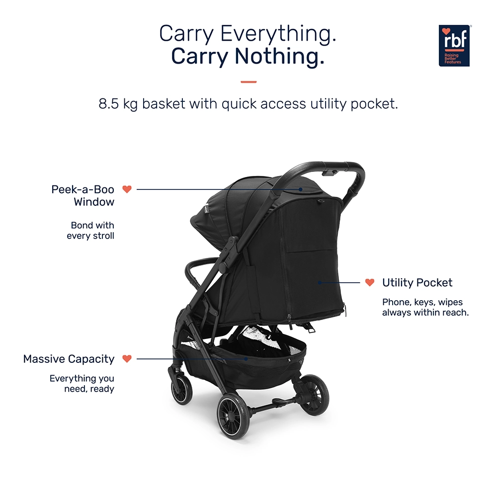 Growgether Velox Baby Stroller for Structured City Stability | Thick Padded Seat, Large Storage & UV-Protected Canopy | 0-4 years