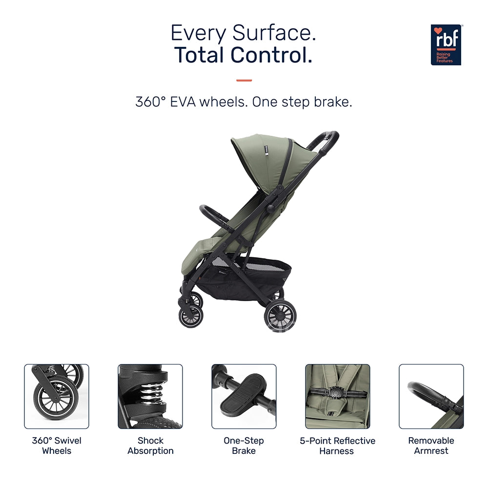 Growgether Velox Baby Stroller for Structured City Stability | Thick Padded Seat, Large Storage & UV-Protected Canopy | 0-4 years