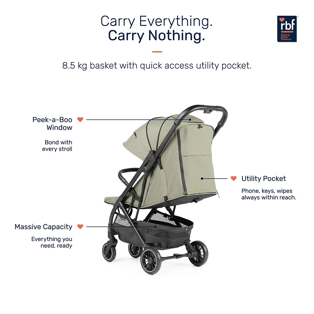 Growgether Velox Baby Stroller for Structured City Stability | Thick Padded Seat, Large Storage & UV-Protected Canopy | 0-4 years