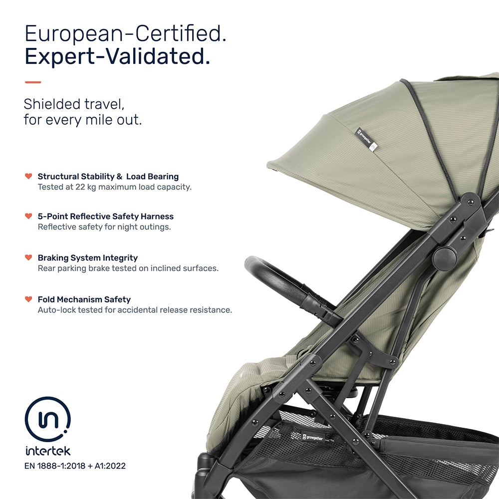 Growgether Velox Baby Stroller for Structured City Stability | Thick Padded Seat, Large Storage & UV-Protected Canopy | 0-4 years