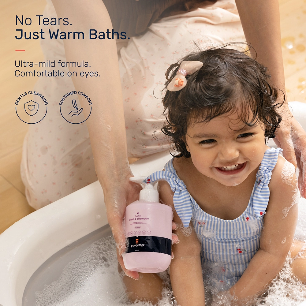 Growgether Baby Wash & Shampoo for Tear-Free Cleansing & Scalp Care | Safe from Birth (0+ Months)