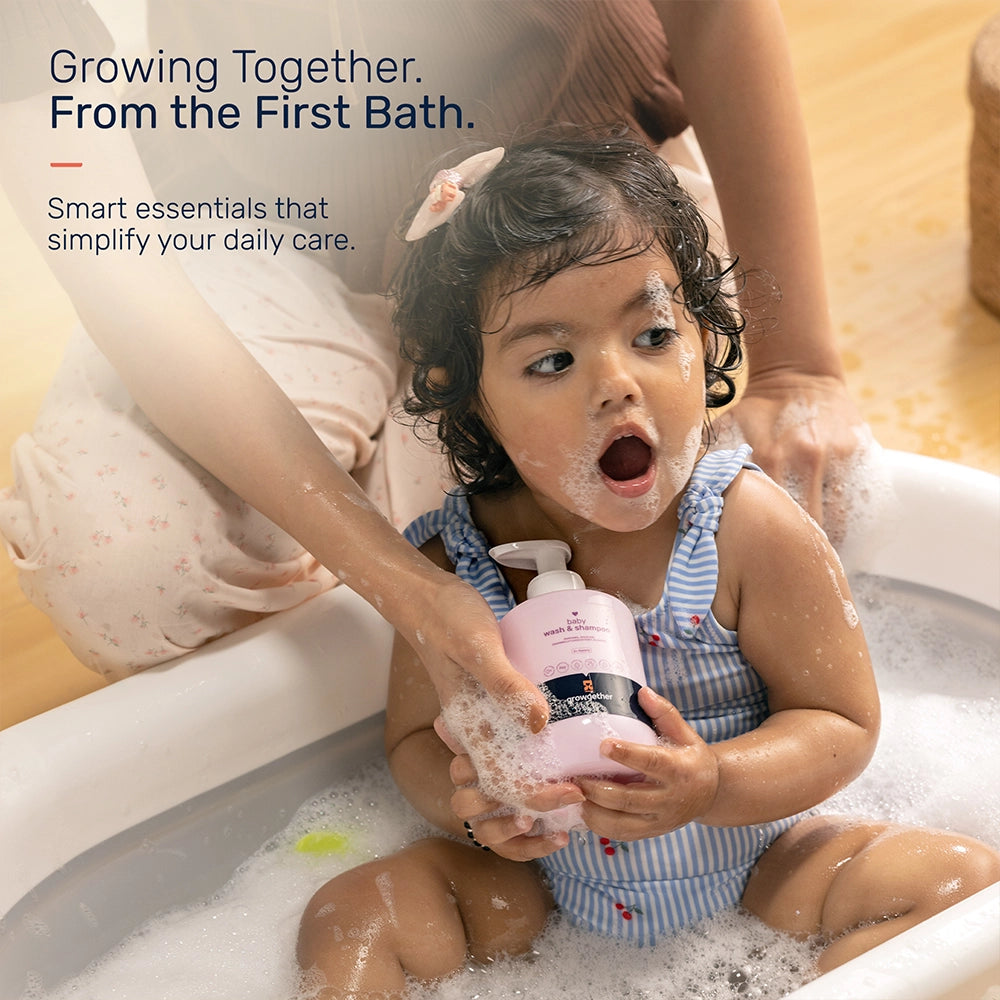 Growgether Baby Wash & Shampoo for Tear-Free Cleansing & Scalp Care | Safe from Birth (0+ Months)