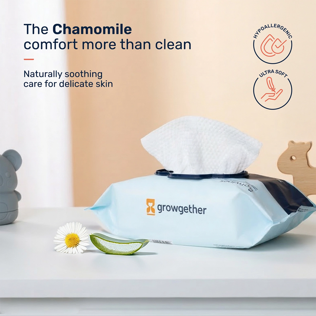 Wet Wipes with 99.9% Water & Aloe Vera | Alcohol & No Added Synthetic Fragrance | Gentle on Newborn & Toddler Skin | 72 Pcs