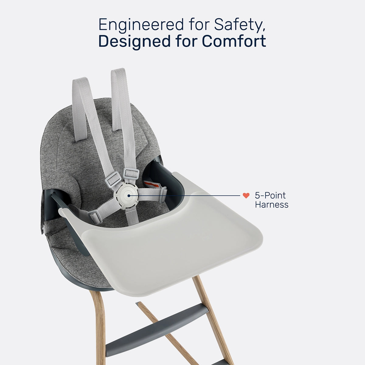 Gravity High Chair – Adjustable Baby Feeding High Chair with Removable Tray & Machine Washable Seat Cushion | From 6 months to 5 years
